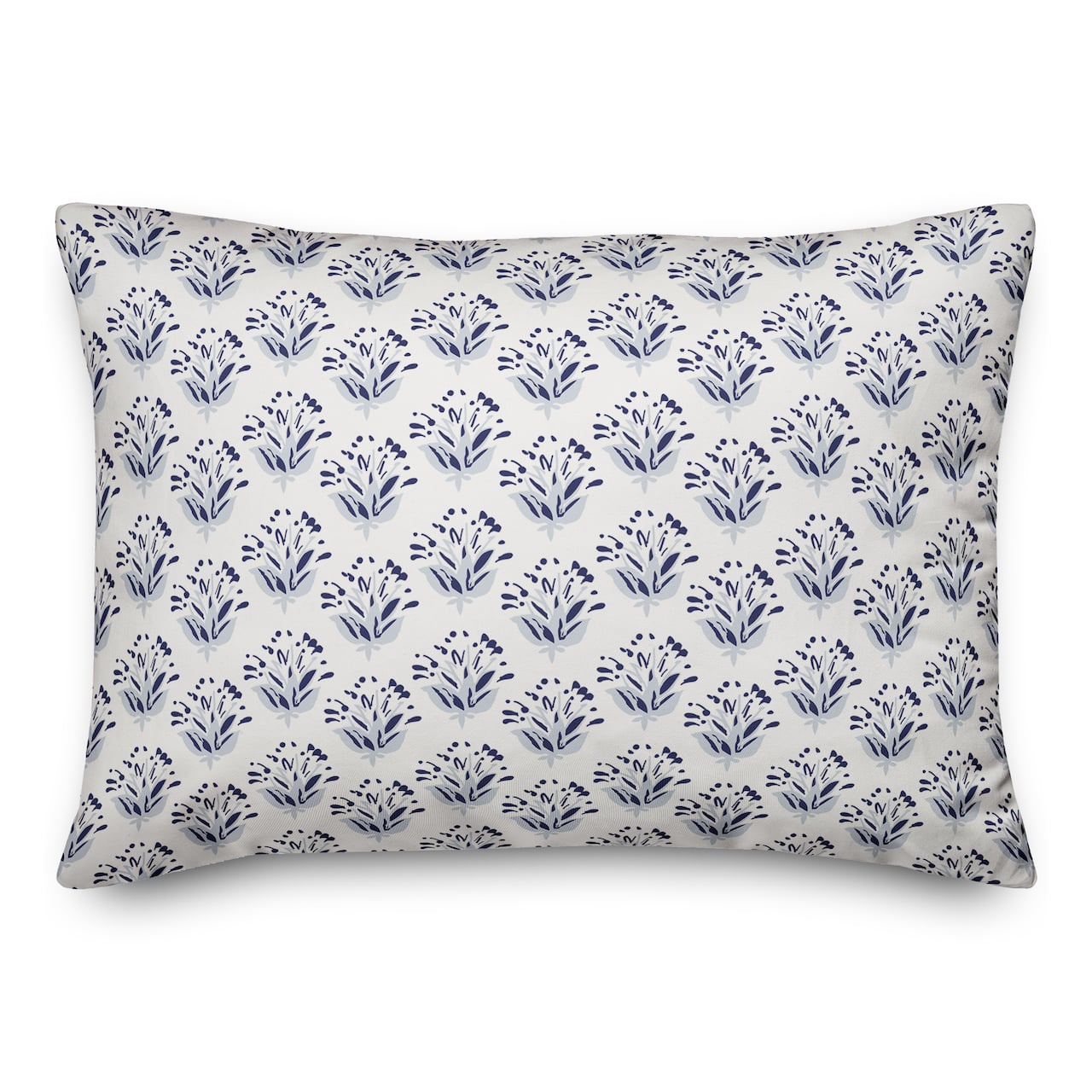 Blue Floral Pattern 14" x 20" Indoor / Outdoor Pillow